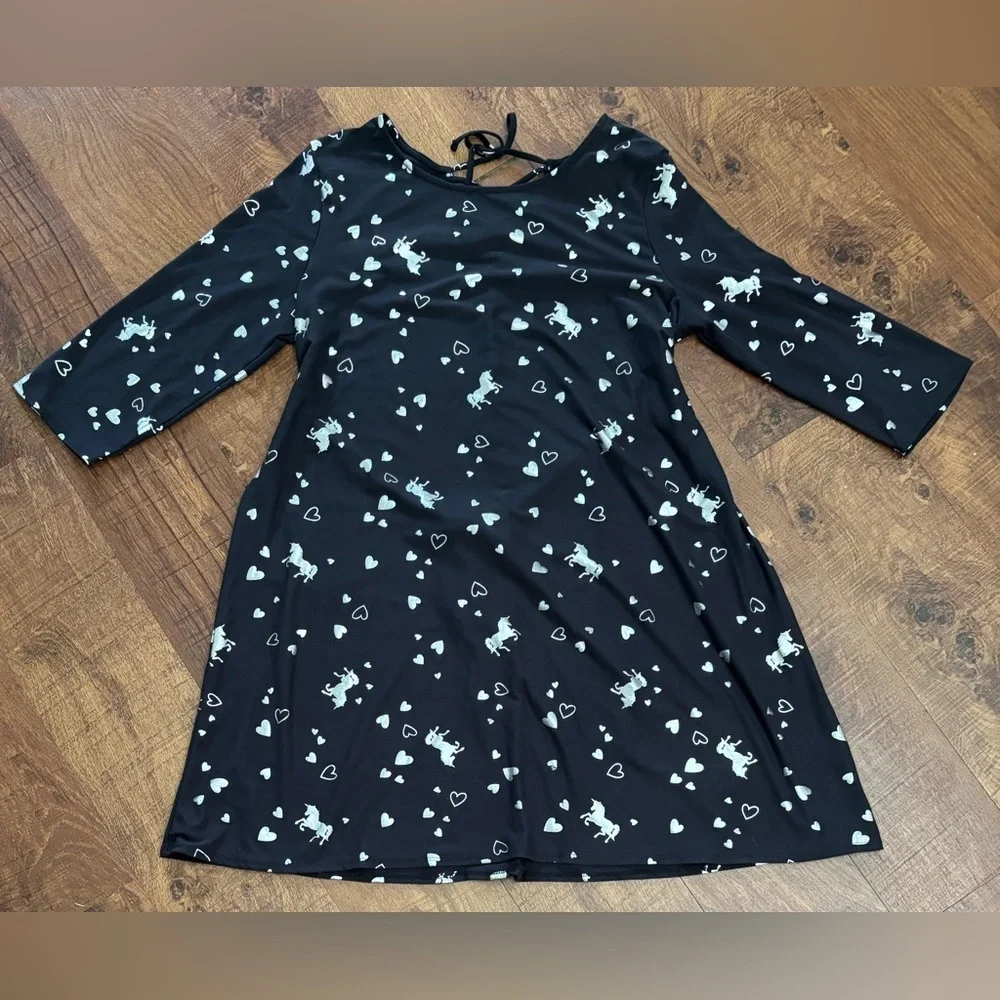 Justice girl youth 3/4 sleeve unicorn heart dress plus size 20+ plus